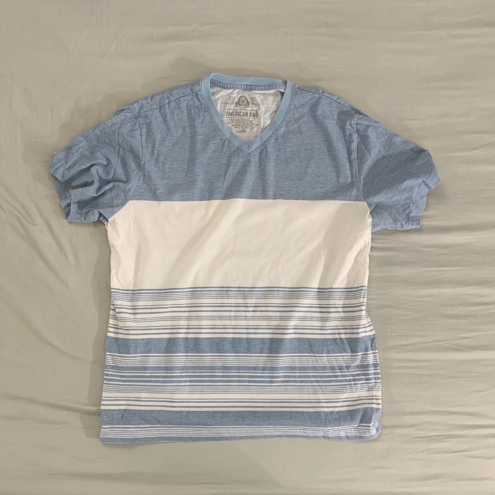 American Rag Striped Blue Tee L